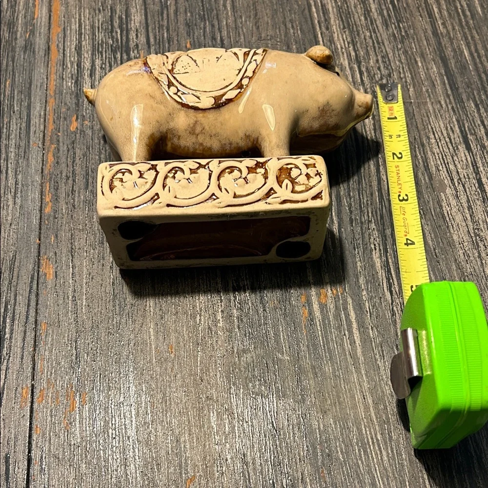 Rustic Cream Pig Figurine Farmhouse Chic